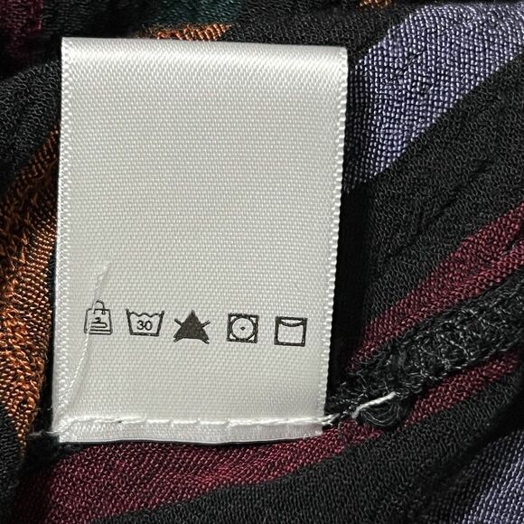 Tru Luxe Jeans Striped Embroidered Peasant Blouse Shirt Womens M Fringe - Picture 10 of 17